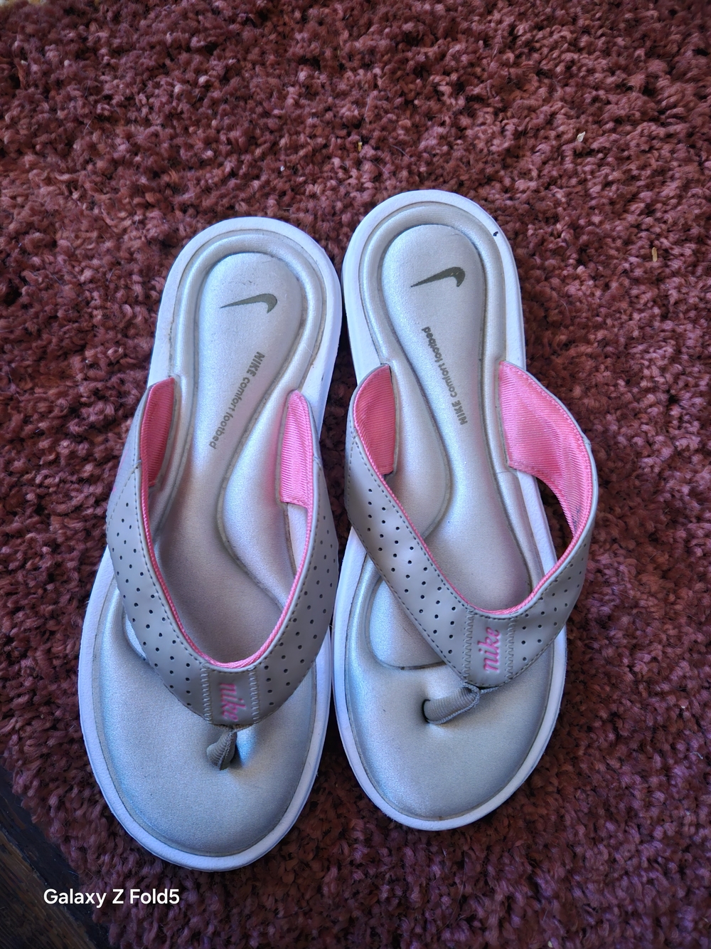 Nike Pink & Gray Comfort Thong Sandals